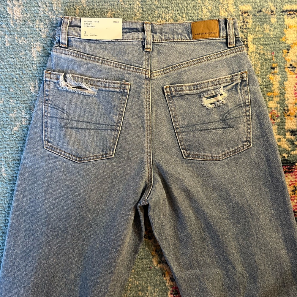 NWT! American Eagle AE Strigid Ripped Highest Waist Baggy Straight Jean - Picture 13 of 13